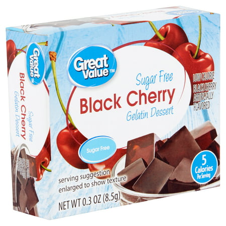 Great Value Sugar Free Black Cherry Gelatin Dessert, 0.3