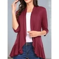 thumbnail image 3 of Women'S Three-Quarter Sleeve Casual Cardigan, Fashionable Front Open Cardigan Wine Red S, 3 of 5