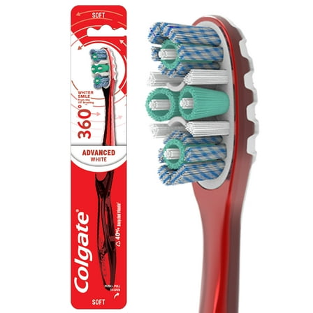 Colgate 360 Advanced Optic White Adult Manual Toothbrush, Soft