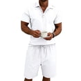 thumbnail image 3 of Men 2 Piece Outfits Casual Top and Pants Sets White L, 3 of 8