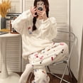thumbnail image 3 of Lindo pijama de vellón de coral para mujer, forro polar de invierno, grueso, nuevo, Hello Kitty, suelto, cálido, ropa para el hogar para otoño e invierno, 3 of 5