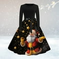 thumbnail image 1 of Robe Formelle Midi Femme Col Rond Manches Longues Patchwork Joyeux Noël Imprimé Grande Robe Grande Taille Robe Formelle en Liquidation, 1 of 3