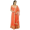 thumbnail image 5 of Atasi Floor Length Princess Style Orange Dress Salwar Kameez Suit With Dupatta, 5 of 9