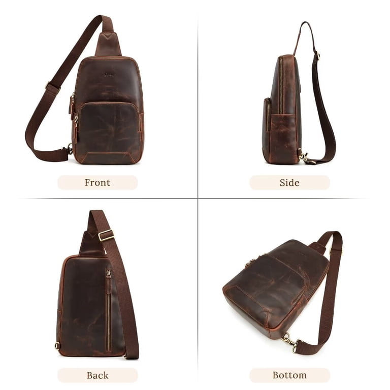 S-ZONE Sling Bag for Men Women RFID Blocking Genuine Leather  display picture 3