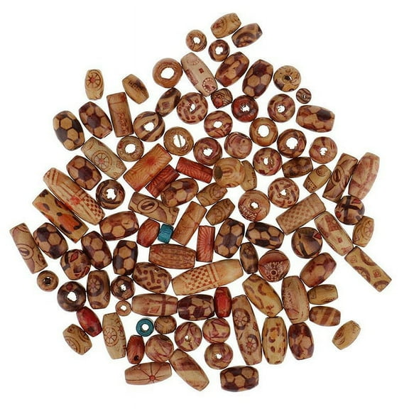 Geege Wooden Boho Mixed European Beads for Crafts Jewelry Making, 100Pcs