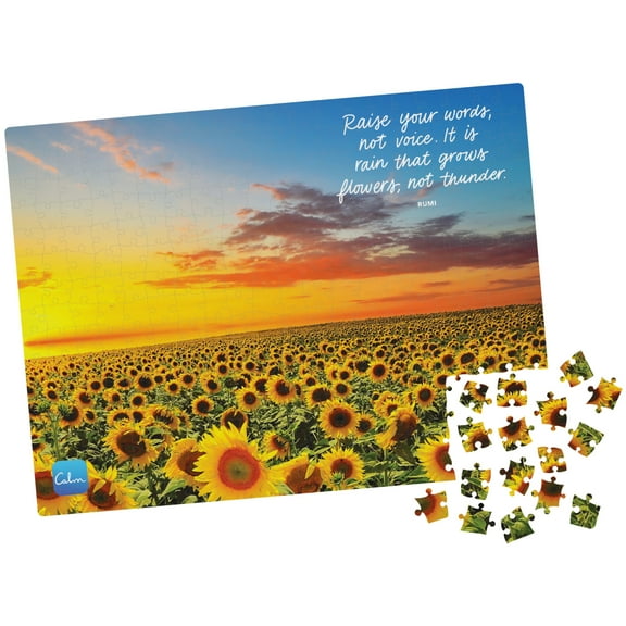 300-Piece Calm Jigsaw Puzzle for Stress Relief, Sunflower Fields