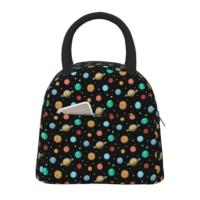 Lukts Solar System Planets Space for Large Portable Insulated Lunch Bag, Waterproof and Oil-proof Picnic Bag, Suitable for Students and Office Workers