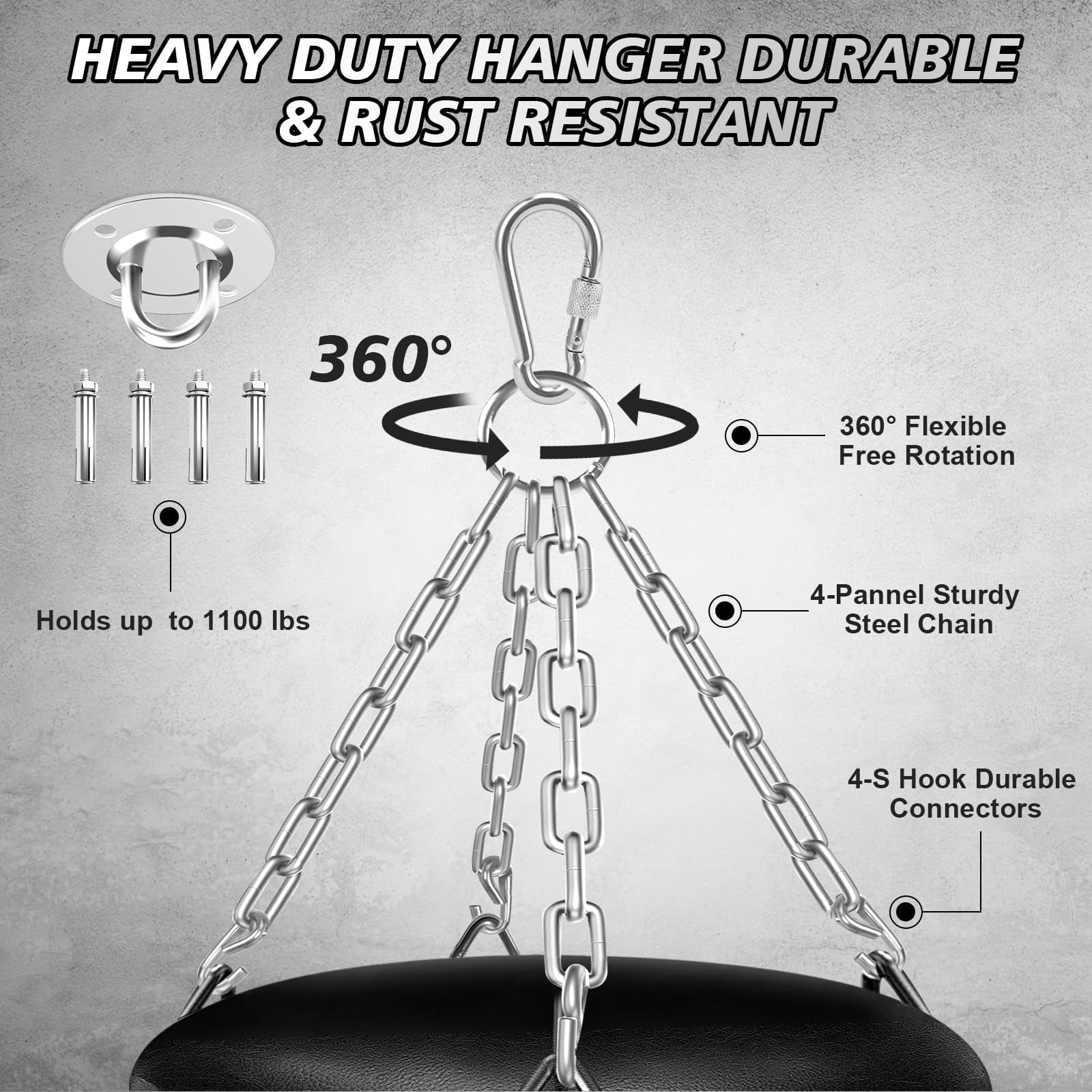 Heavy Punching Bag for Adults, 4FT PU Hanging Boxing Bag Set with 11LB Sponge Filler & 12OZ Boxing Gloves & Chain Ceiling Hook for MMA Training Karate Kickboxing