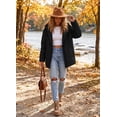 thumbnail image 3 of SHEWIN Women's Hooded Puffer Jacket Winter Warm Full Zip Up Oversized Short Quilted Coat with Pockets Petite, 3 of 12