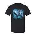 thumbnail image 2 of Wild Bobby, Owl Flying at Nihght In Front of the Moon Animal Lover Men's Graphic T-Shirt, Black, Small, 2 of 3