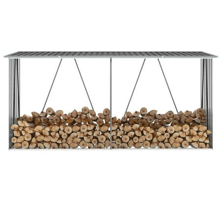 

LHCER Garden Log Storage Shed Galvanized Steel 129.9 x33.1 x59.8 Anthracite