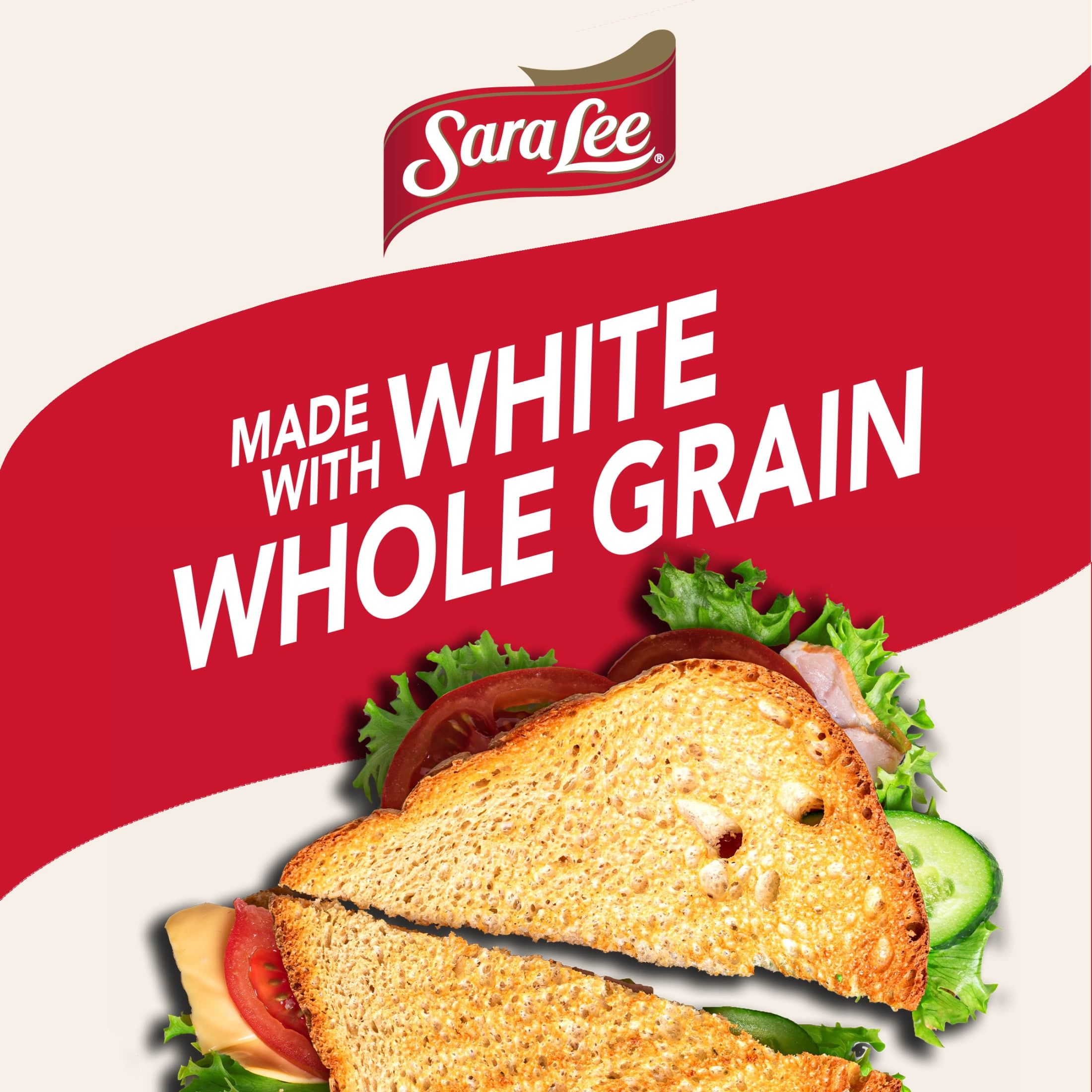 Sara Lee White made with Whole Grain Bread, 20 oz, Plain Wheat Bread, Bag