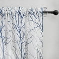 thumbnail image 2 of shiyou-Semi-Sheer Curtains for Kitchen, Navy Blue Branch Rod Pocket Privacy Protect Curtains/Rideaux Stylish Rustic Panels for Small Window (W50 x L45 Inch, Navy Blue, 2 Panels), 2 of 4