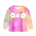 thumbnail image 5 of 3-4 Years Child Little Girls Clothes Set Ribbed Cotton Shirt Tops Plaid Long Pants 2pcs Kids Toddlers Outfits Tie Dye Long Sleeved Pants Girls Pink Tracksuit, 5 of 6
