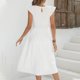 thumbnail image 5 of Puntoco Vestido Midi Con Cuello Redondo Y Manga Corta Con Encaje De Color Liso Para Mujer Blanco L,Regalos Para Mujer Joven, 5 of 6
