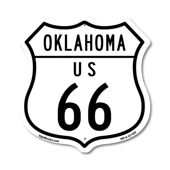 Oklahoma Route Marker Shield Sign Us 66 12 inch X 12 inch Shield-Shaped Rust-Free Aluminum Metal Sign Weather Resistant, UV Protected for Workplace Made in the USA