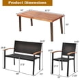 thumbnail image 2 of Gymax 5PCS Patio Rattan Dining Set Acacia Wood Tabletop Stackable Chair Bench, 2 of 10
