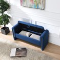 thumbnail image 3 of Modern Teddy Bed End Bench with Arms & Storage, Navy Blue, Upholstered Large Foot Rest Stool, Comfy Window Vanity Bench for Living Room, Bedroom, Dorm, Coffee Table, 3 of 7