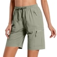 thumbnail image 5 of Running Shorts for Women Quick Dry Hiking Cargo Shorts Lightweight Stretch Active Golf Athletic Short Zipper Pockets Army Green XL, 5 of 5