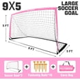 thumbnail image 6 of RUNBOW 9x5 ft Portable Kids Soccer Goal for Backyard Adult Junior Large Practice Soccer Net with Carry Bag (9x5FT, 2 Pack, Pink), 6 of 6