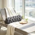 thumbnail image 4 of Chunky Braided Long Throw Pillow,Thick Knotted Tube‑Shaped Cushion,Soft Plush Decorative Bolster Pillow for Sofa Couch Bed Home Interior Layout,19"(Dark Gray), 4 of 6