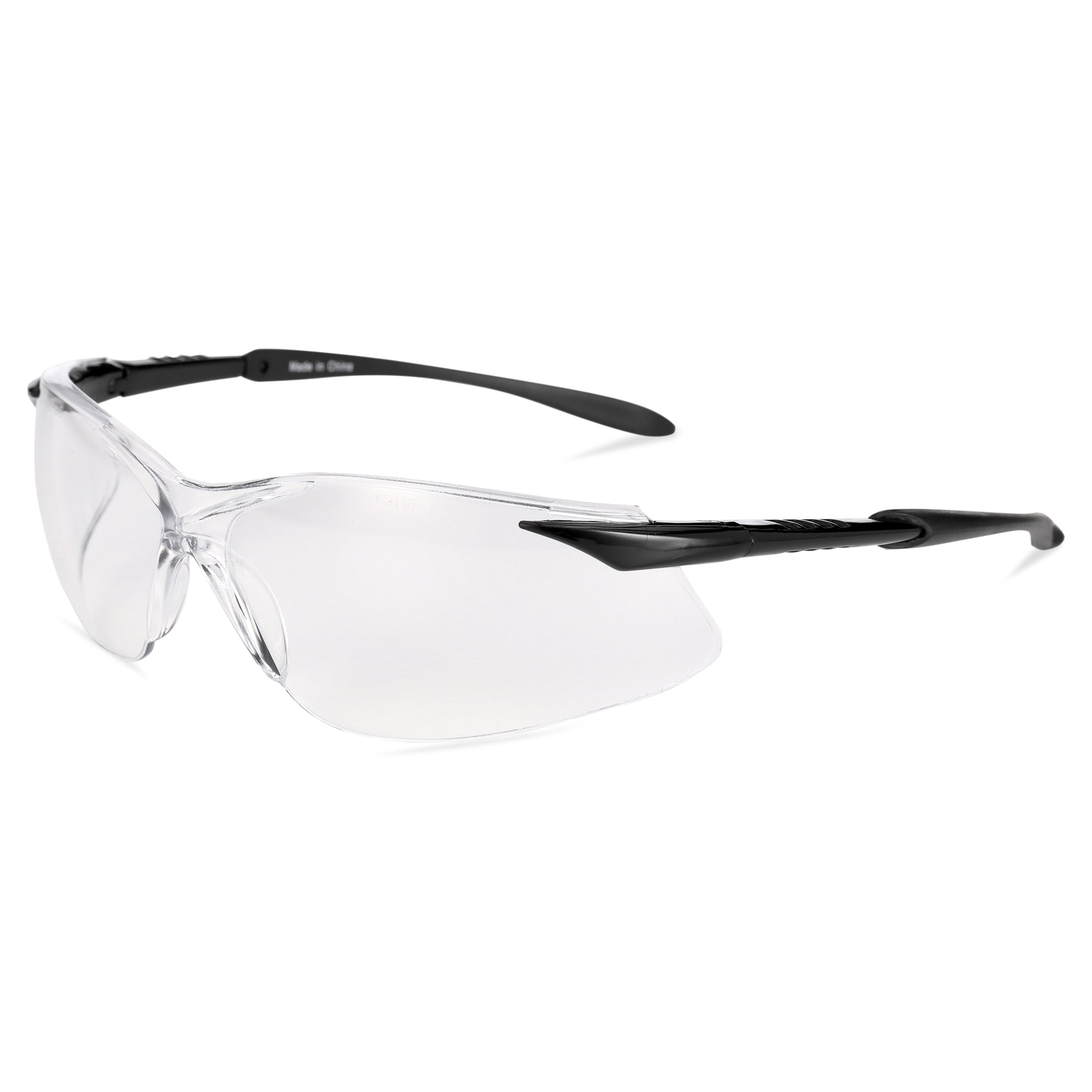 Safety Vu Rimless Safety Glasses, Clear/Black with Clear PC Lens.