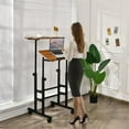 thumbnail image 6 of Pemberly Row MDF and Steel Adjustable Rolling Mobile Standing Desk in Walnut, 6 of 11