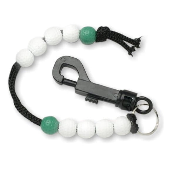 green and white bead counter for golf scores - easy to clip!