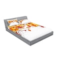 thumbnail image 2 of Ambesonne Fall Fitted Sheet & Pillow Sham Set, Cartoon Maple Autumn Tree, Full, Orange White, 2 of 2