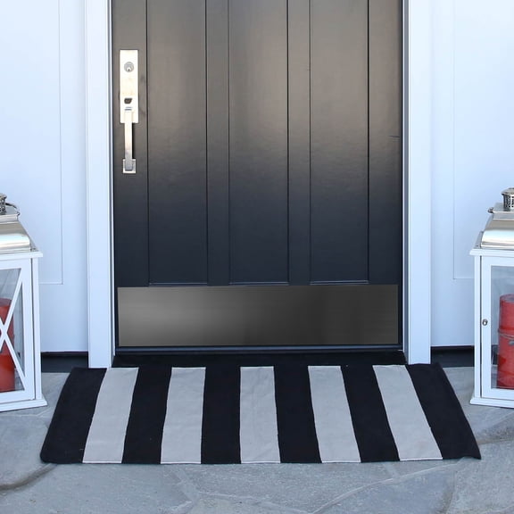 WEUVEB Self-Adhesive Door Kick Plate, Black Stainless Steel, for Interior and Exterior, 2Pcs