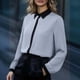 thumbnail image 2 of Tops de Manga Larga de las Mujeres Botón Casual Patchwork Up Turndown Collar Blusa Top de Moda de las Mujeres Tops de Manga Larga, 2 of 7