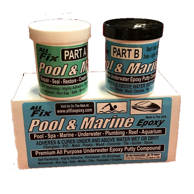 All Fix H20 Mastic sous-Marin EPOXY pour Piscine, Réparation Marine, Fissures, Fuites, Joint d'Étanchéité (Unité de 12 oz)
