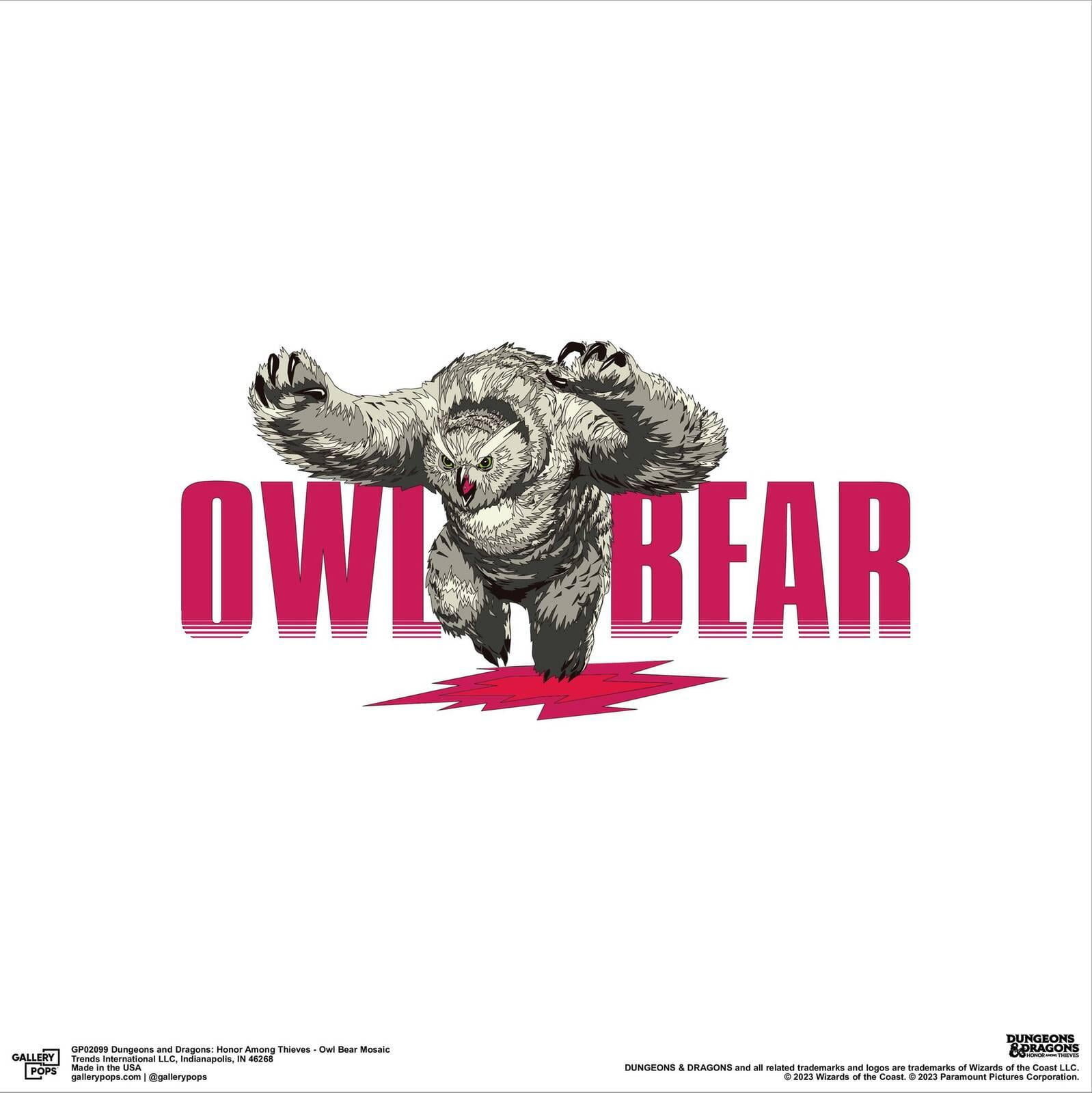 Gallery Pops Dungeons & Dragons: Honor Among Thieves - Owl Bear Mosaic Canvas Wall Art, Unframed Version, 12" x 12"