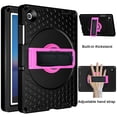 thumbnail image 5 of Nalacover Case for Samsung Galaxy Tab A9 Plus 11-inch 2023/X210/X215/X216, Military Grade Heavy Duty Silicone PC Protection Rugged Cover with Rotating Stand & Handle & Shoulder Strap, Black/Rose, 5 of 10