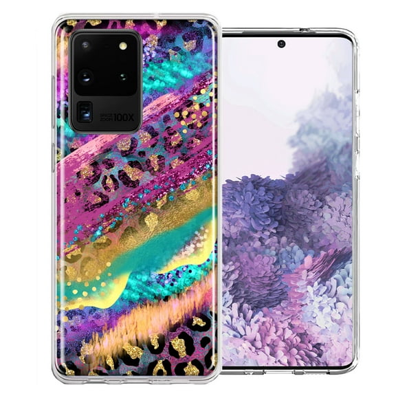 MUNDAZE for Samsung Galaxy S20 Ultra Leopard Paint Colorful Beautiful Abstract Milkyway Double Layer Phone Case Cover