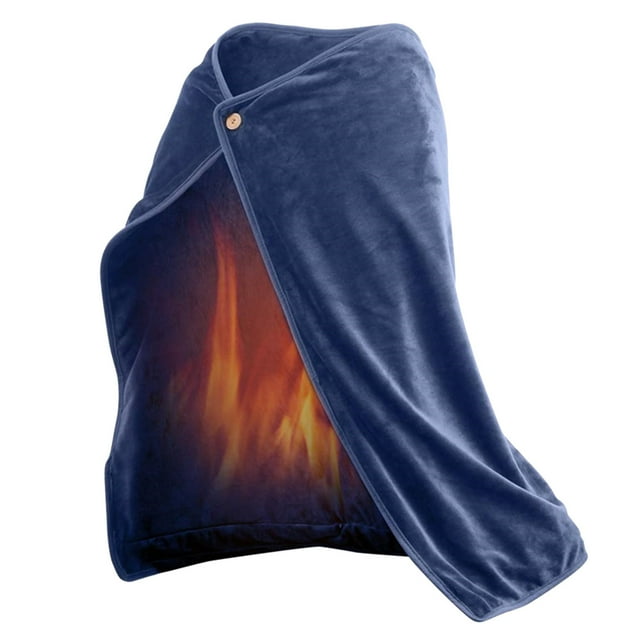 Ikeay Woollen Blanket Usb Heated Shawl Electric Heated Blanket Plush Flannel Blanket with 3 Heat Level Setting for Car Office Home Travel 100X70Cm Blue A Spring Deals