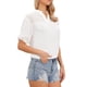 thumbnail image 1 of Blusas Casual Elegantes para Mujeres Camisetas de Manga Corta con Escote en V Tops Lindos de Verano S Blancas, 1 of 6