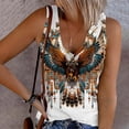thumbnail image 2 of Raeneomay Off Shoulder Tops for Women Retro Ethnic Style Feather Tassels Printed Sleeveless Tank Tops, 2 of 5