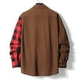 thumbnail image 4 of ZCFZJW Men's Plaid Button Up Blouse Top Patchwork Color Block Long Sleeve Lapel Collared Shirts Lightweight Thin Jacket Shirts with Pockets XXXL, 4 of 7