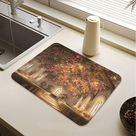 

Beautiful Church Drying Mat Diatomaceous Earth Super Absorbent Non-slip Rubber Sole Heat Resistant 230 Degrees Fahrenheit 15.7×11.8in