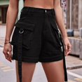 thumbnail image 4 of Shorts Vaqueros Cargo para Mujer - Shorts Casuales de Verano Vintage con Botones y Cremallera Negro S, 4 of 8