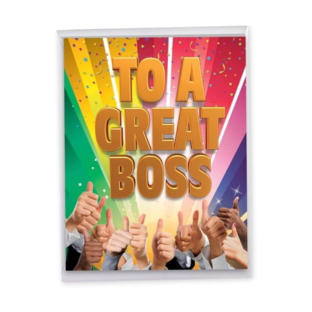 1 Big Funny Boss's Day Card with Envelope (8.5 x 11 Inch) - Great Boss From All Boss's Day J5862BOG-US