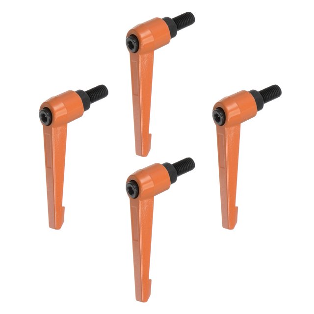 Unique Bargains Lot de 4 M10 x 20mm Tige Filetée Mâle Levier de Serrage Réglable Bouton de Verrouillage Orange