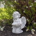thumbnail image 2 of Northlight 9.5" Heavenly Distressed Kneeling Cherub Angel Bird Feeder Garden Statues, Decorative, 2 of 5