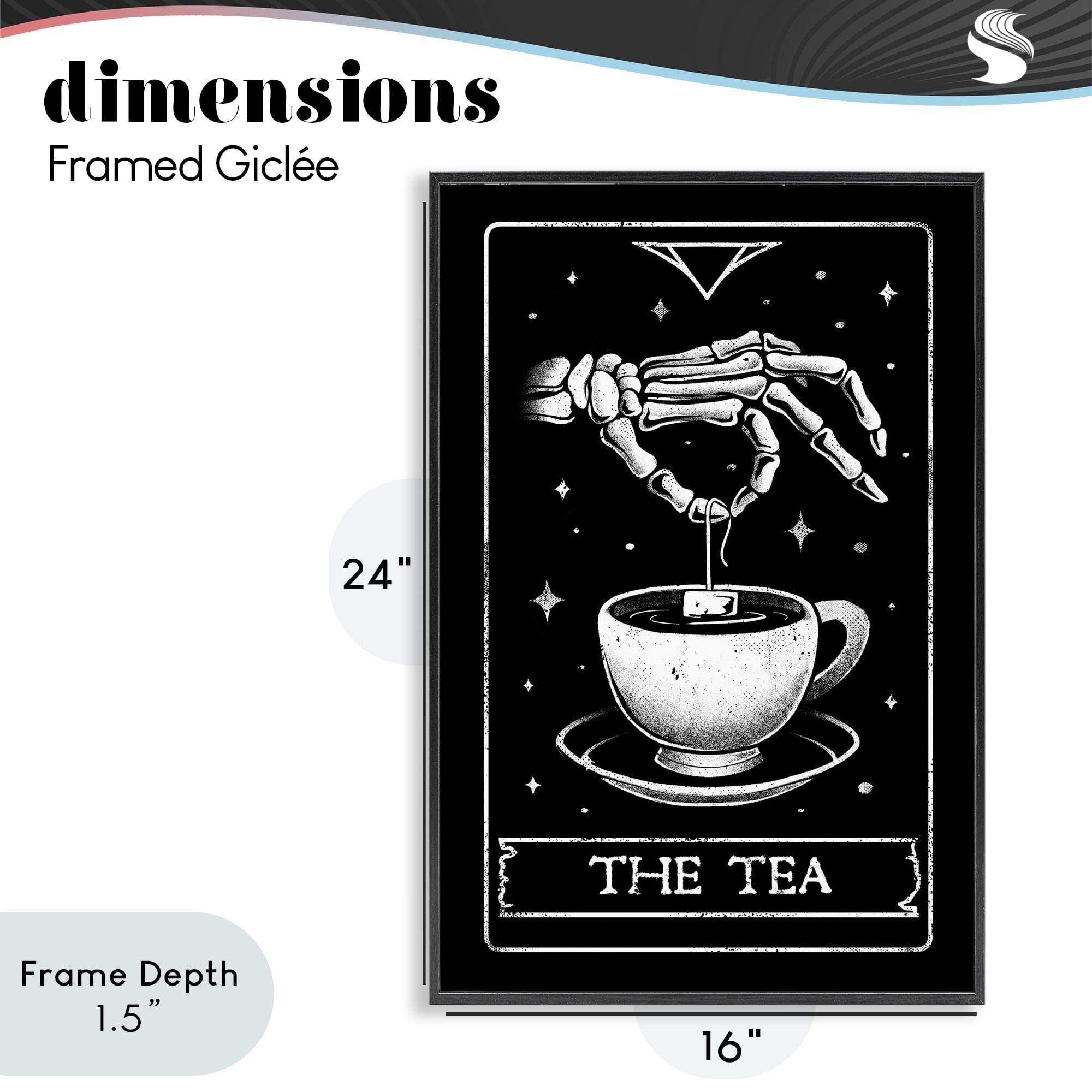 Stupell Industries The Tea Skeleton Tarot Black Framed Giclee Art, design by EduEly Designs