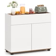 thumbnail image 1 of Costway Buffet Bahut avec Rangement, Tiroir et Portes à Pousser pour Cuisine Blanc, 1 of 9