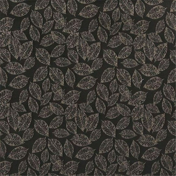 Designer Fabrics B624 54 in. Wide Black- Floral Leaf Jacquard Woven Upholstery Fabric