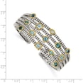 thumbnail image 3 of Sterling Silver Silver/Gold-Tone Sky/Swiss/London Blue Topaz Cuff Bracelet (6.75 X 22) Made In India qtc47, 3 of 5