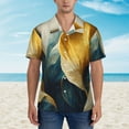 thumbnail image 4 of Daiia Golden Blue Leaf Design Hawaiian Shirt for Men Gentle Cotton Regular Short Sleeve Casual-Medium, 4 of 9