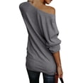 thumbnail image 3 of Womens Off The Shoulder Sweater Oversized Knit Long Sleeve Sweaters Tunic Tops, 3 of 4